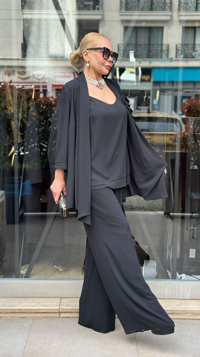 Özel Tasarım İthal Şifon Üçlü Takım