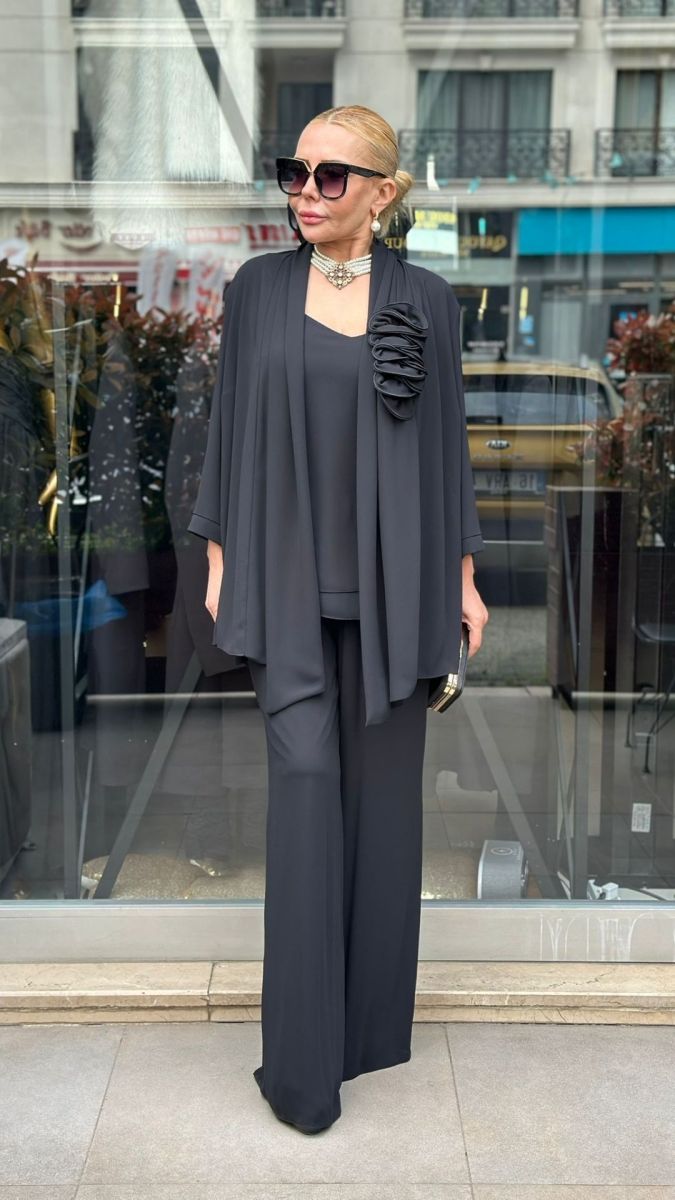 Özel Tasarım İthal Şifon Üçlü Takım