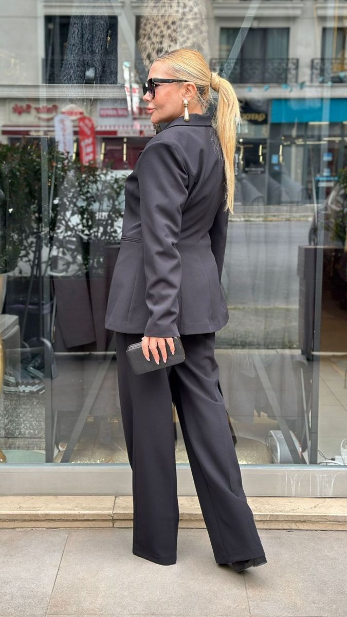 Özel Tasarım Double Atlas Siyah Takım