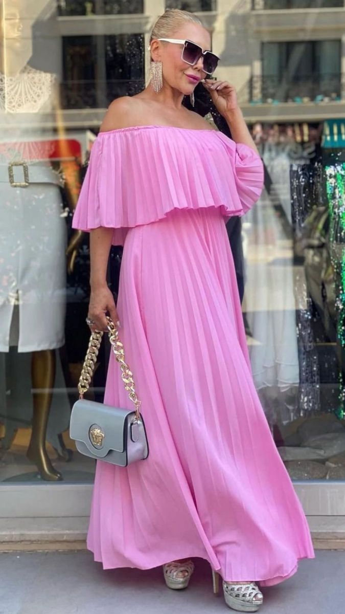 Madonna Yaka Pembe Elbise