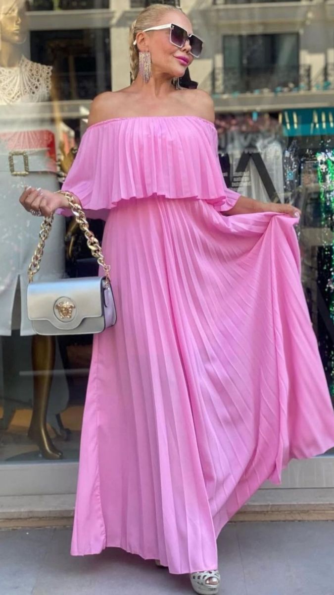 Madonna Yaka Pembe Elbise