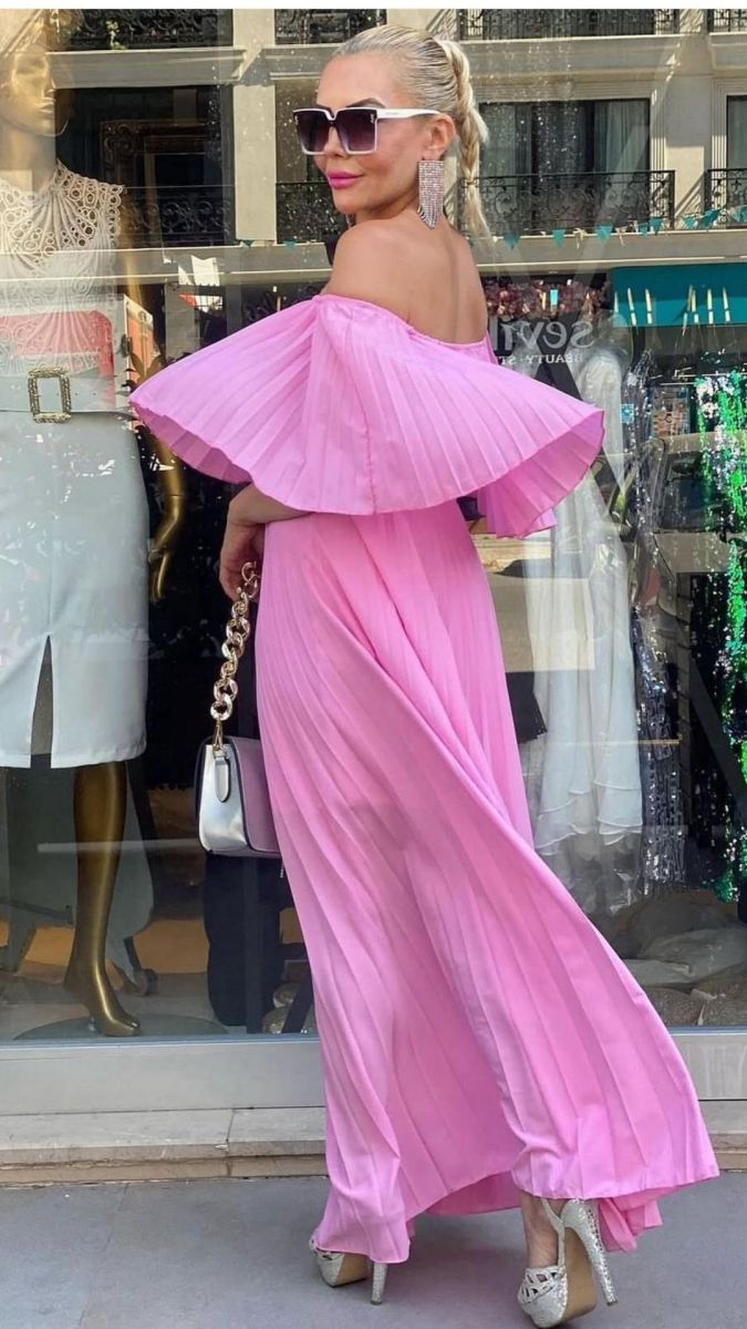 Madonna Yaka Pembe Elbise