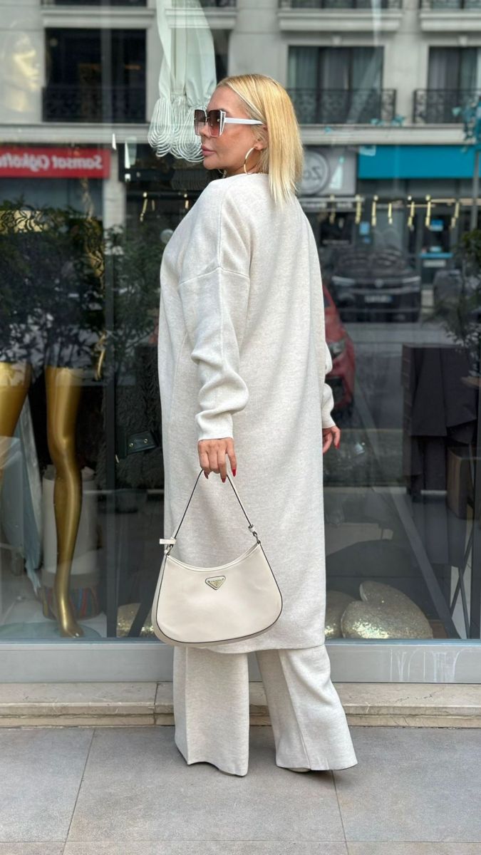 Krem Triko Üçlü Takım