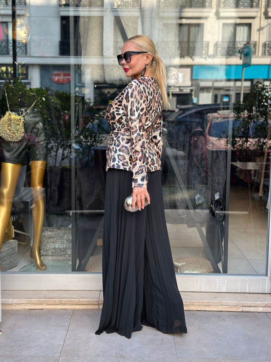 Özel Tasarım Payetli Leopar İkili Takım