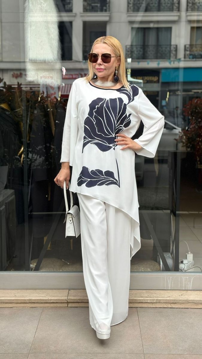 Özel Tasarım Şifon Beyaz Takım