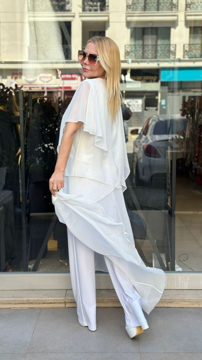 Özel Tasarım Beyaz Şifon Takım