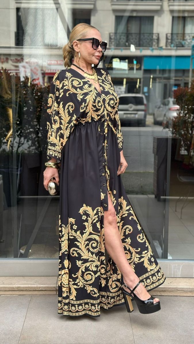 Jesika Kumaş Desenli Elbise