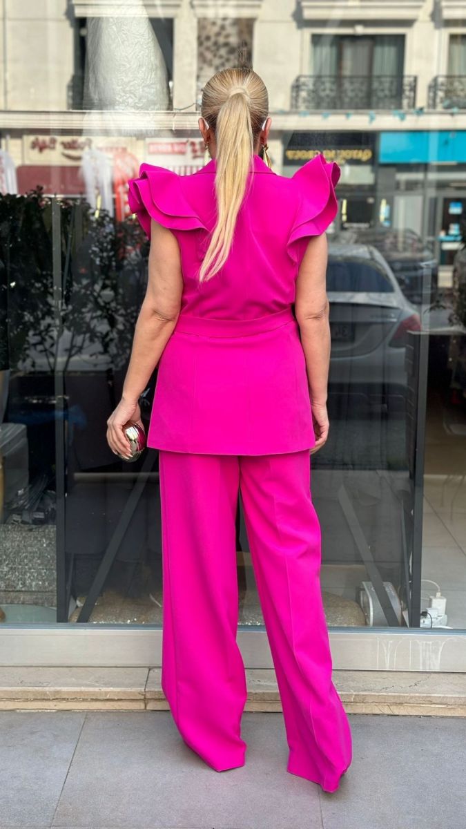 Atlas Kumaş Fuşya  İkili Takım