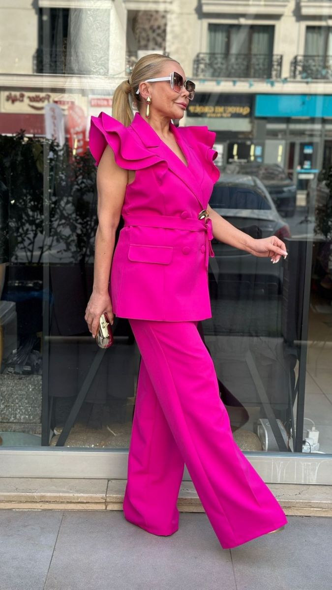 Atlas Kumaş Fuşya  İkili Takım