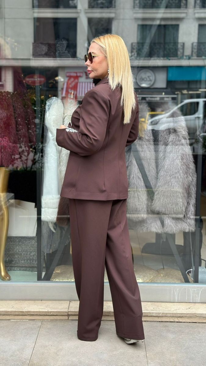 Kaftan Kol Kahve İkili Takım (Büyük Beden)