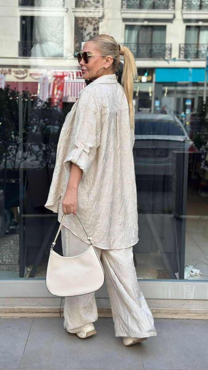 Belmando Kumaş Krem İkili Takım