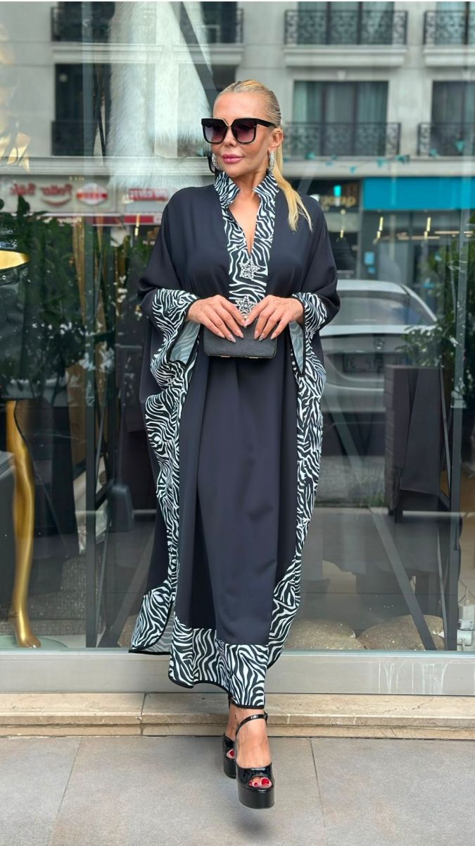 Özel Tasarım Desenli Jessica Kumaş Elbise