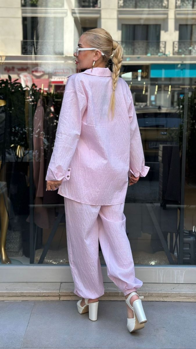 Pamuk Viskon Pembe Üçlü Takım