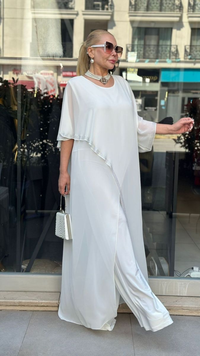 Özel Tasarım Şifon Beyaz Tulum