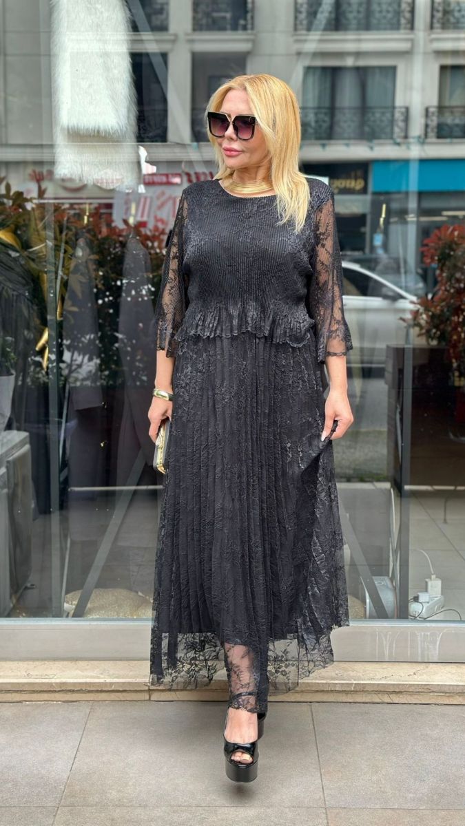 Özel Tasarım Siyah Dantel Elbise