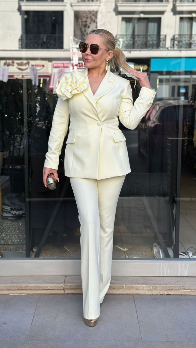 Özel Tasarım Atlas Kumaş Sarı Takım