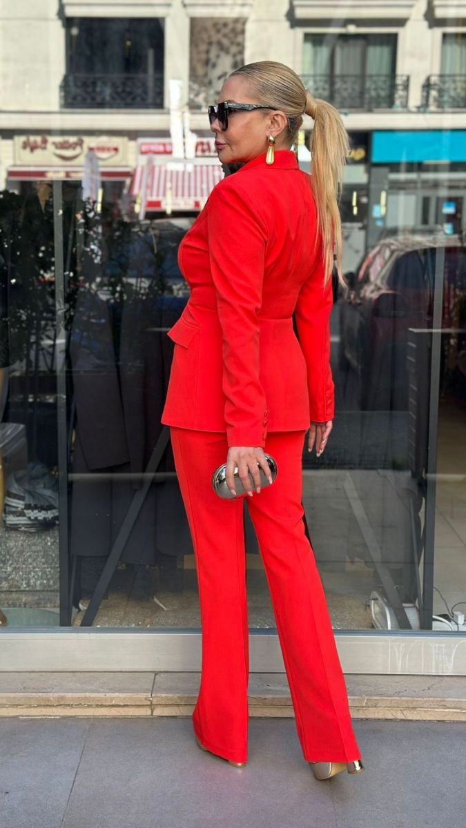 Özel Tasarım Atlas Kumaş Nar Çiçeği Takım