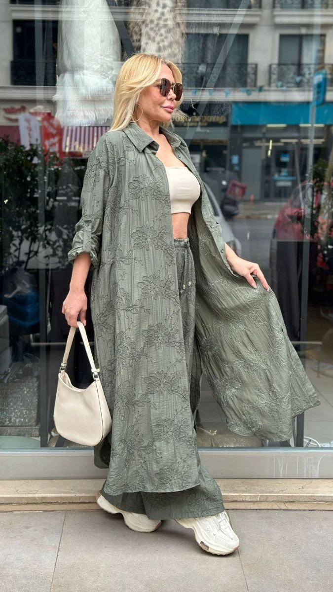 Belmando Kumaş Haki İkili Takım