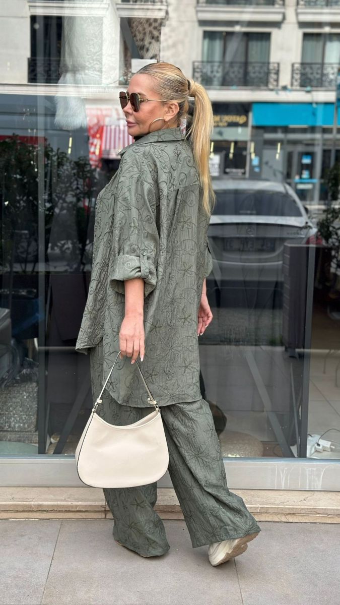 Belmando Kumaş Haki Kısa İkili Takım